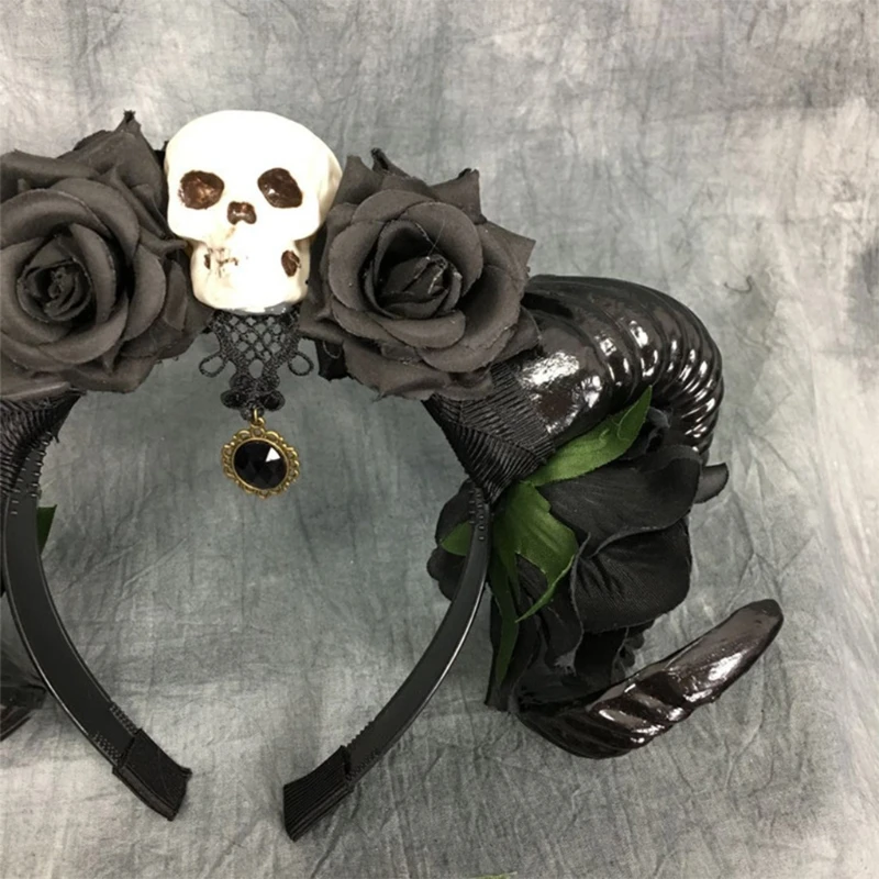 Женский головной убор из овечьего рога цветок аксессуары для волос в готическом