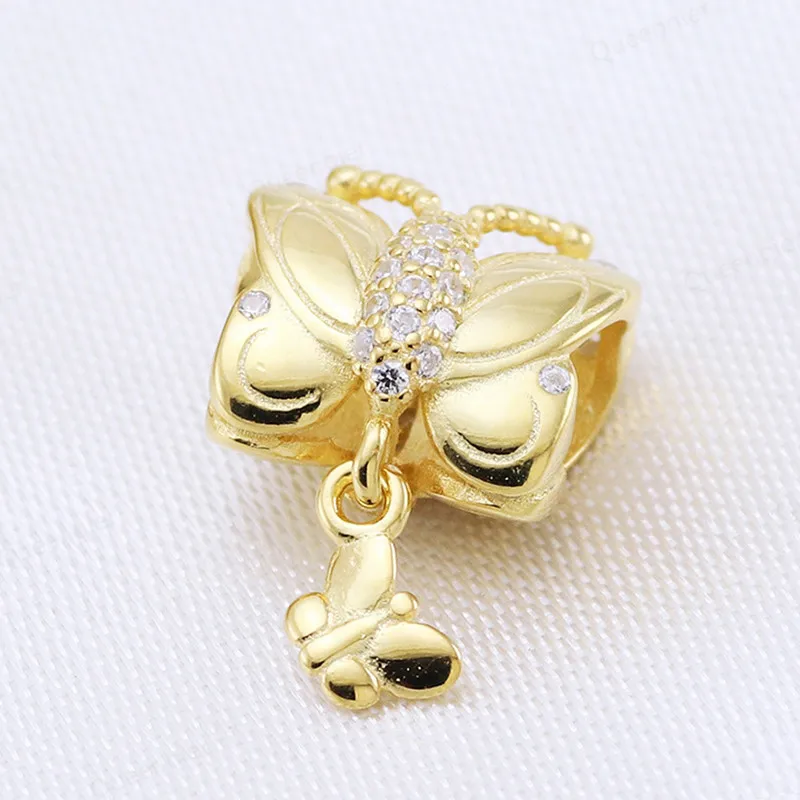 

Бусина-Шарм в виде бабочки для браслета, из серебра 925 пробы