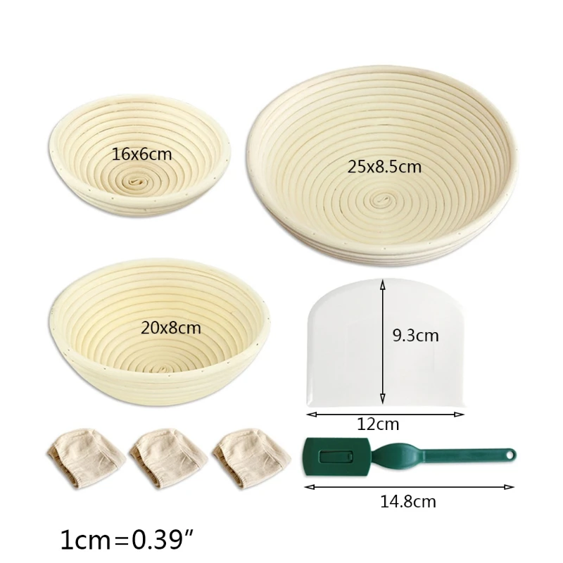 

8 PCS Wicker Bread Fermentation Basket Natural Round Wicker Basket for French Bread Dough Rattan DIY Tool Home Bakers
