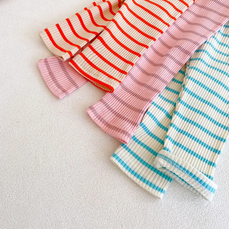 

MILANCEL 2021 Spring New Girls Pants Casual Striped Leggings