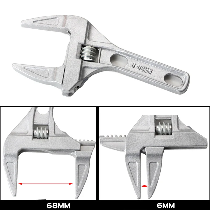 6-68MM Sanitary water pipe wrench key Short handle Aajustable Large opening Kitchen and Sink Faucet spanner plumbing wrench