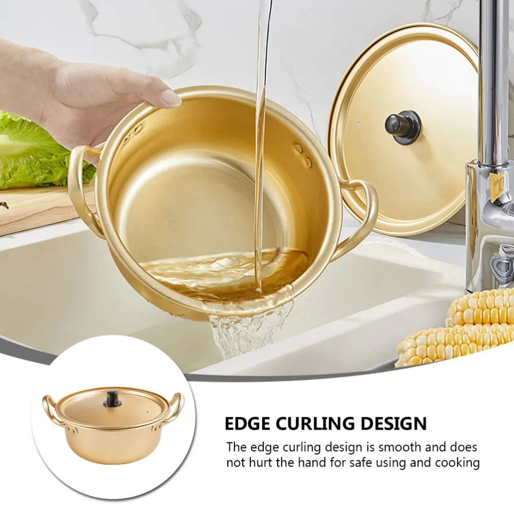 Бинауральная алюминиевая плитка термостойкая рамен для кухни золотистая 1