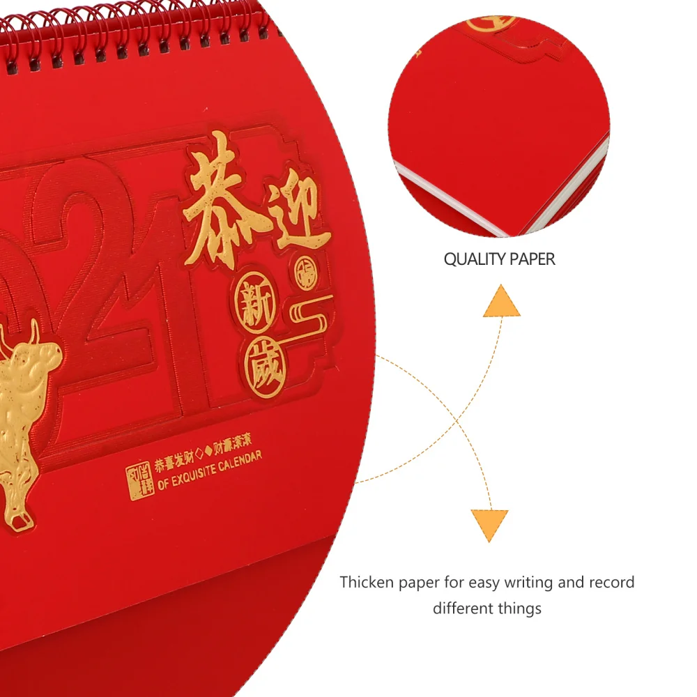 

1 Pc 2021 Paper Calendar Chinese Tabletop Calendar Notepad Calendar for Home