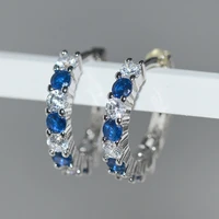 new arrival fashion women hoop earring dazzling bluewhite cubic zircon elegant female accessories gifts earrings jewelry
