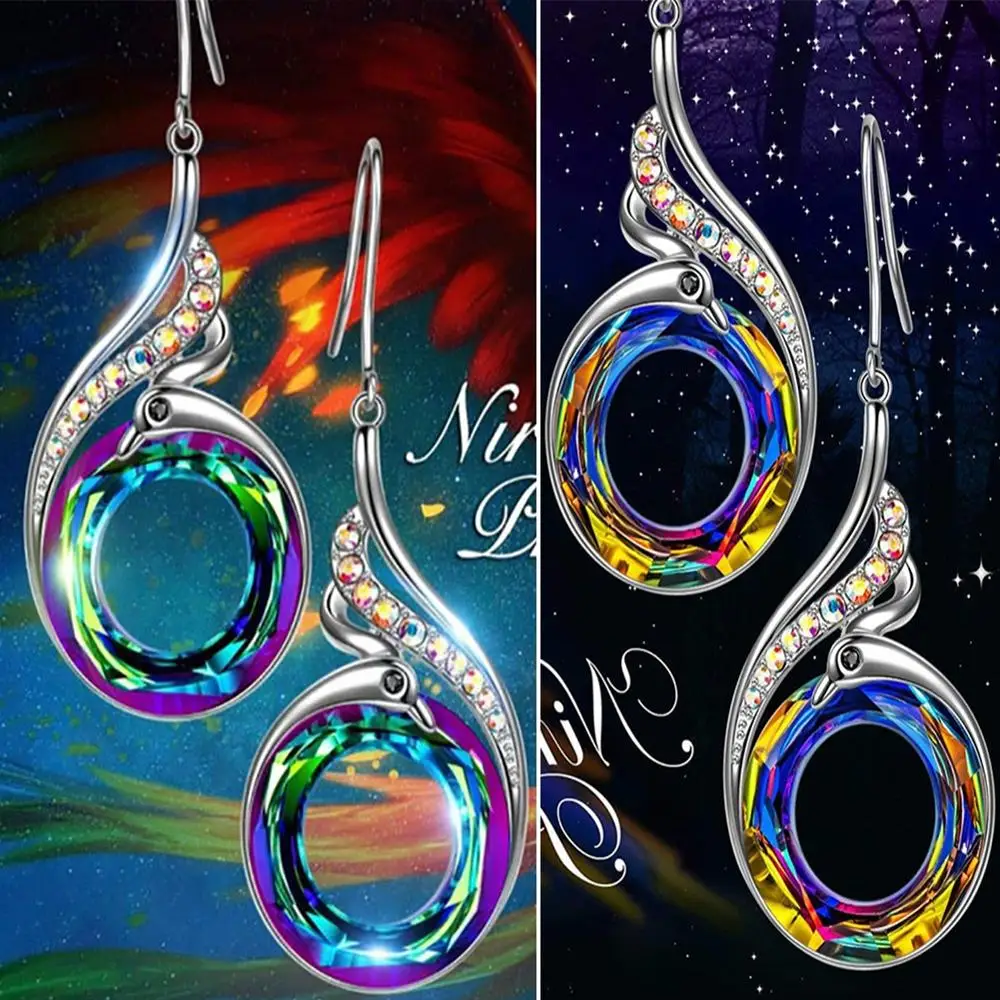 

imixlot New Pendant Earrings Beautiful Unique Simple Peacock Shape Earrings Temperament Girl Color Creative Earrings