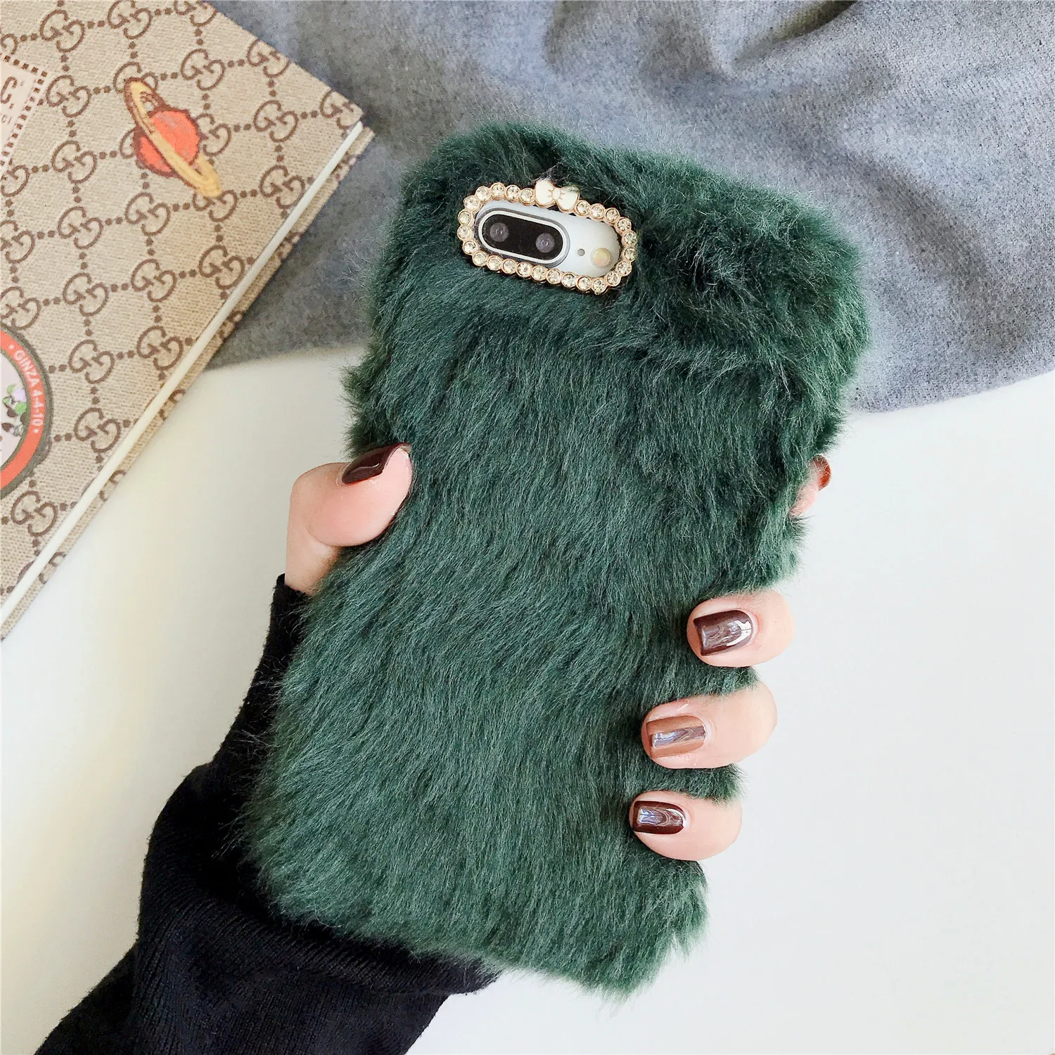 Блестящий теплый плюшевый женский чехол со стразами для Huawei P9 P10 P20 P30 pro lite plus mate 9 10