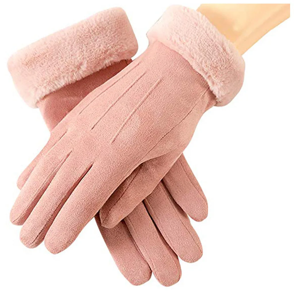 Женские зимние теплые спортивные ветрозащитные нескользящие перчатки для