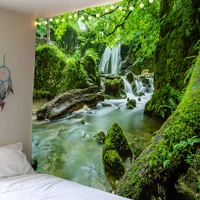 nature forest waterfall printing wall hanging 3d digital printing tapestry home decoration