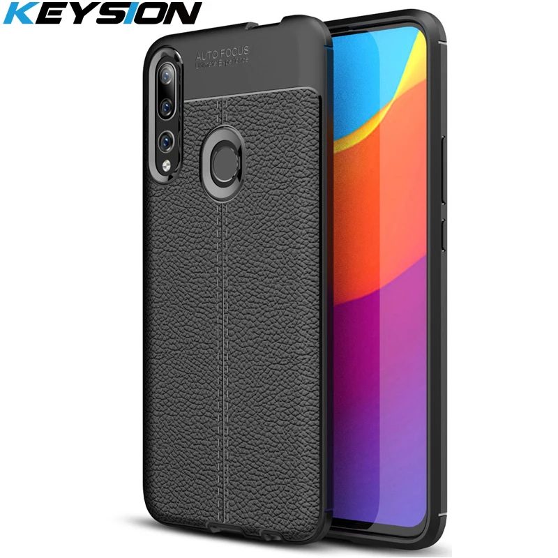 Кожаный чехол с текстурой Личи для Honor 9X Global матовый Мягкий силиконовый телефона