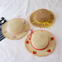 2021 new strawberrypeachgrapebanana children summer straw hat sun hats for kids girls boys beach cap panama hat bonnet