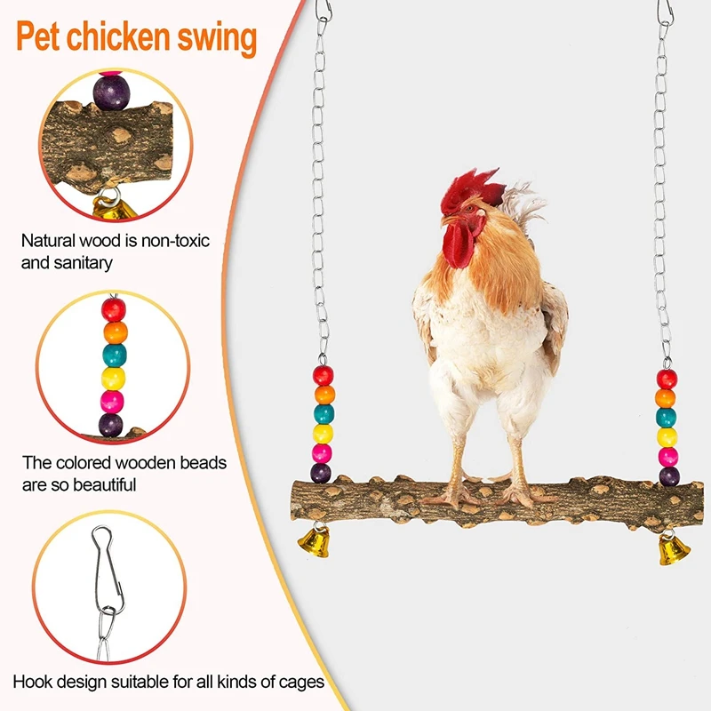 

4PCS Chicken Toys Chicken Xylophone Toy Hen Swing Toys Hens Chicken Mirror Toy, Fruits Holder for Hens