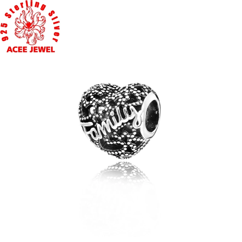 

2019 autumn New 925 Sterling Silver Beads Family Heart Charms Pendant fit Original pandora Bracelets Women DIY Jewelry Christmas