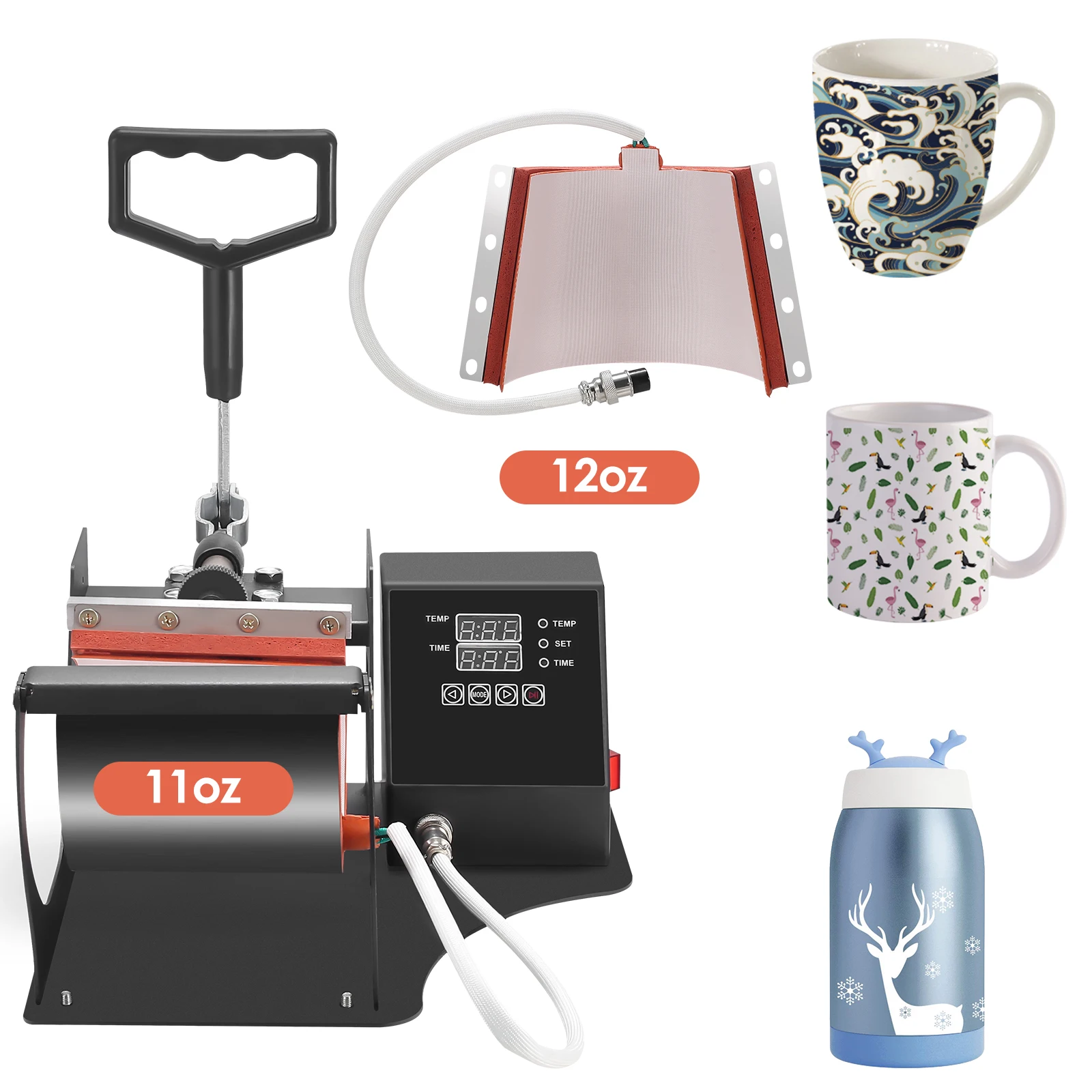 

Mug Heat Press Machine 2 in 1 Cup Heat Transfer Sublimation Print Machine 11/12oz Mug Sports Bottle 2 in 1 Mug Press Machine