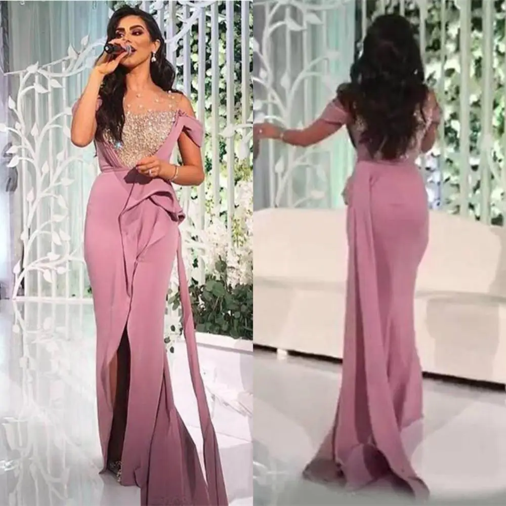 2020 платья для выпускного вечера Средний Восток с жемчугом прозрачным вырезом