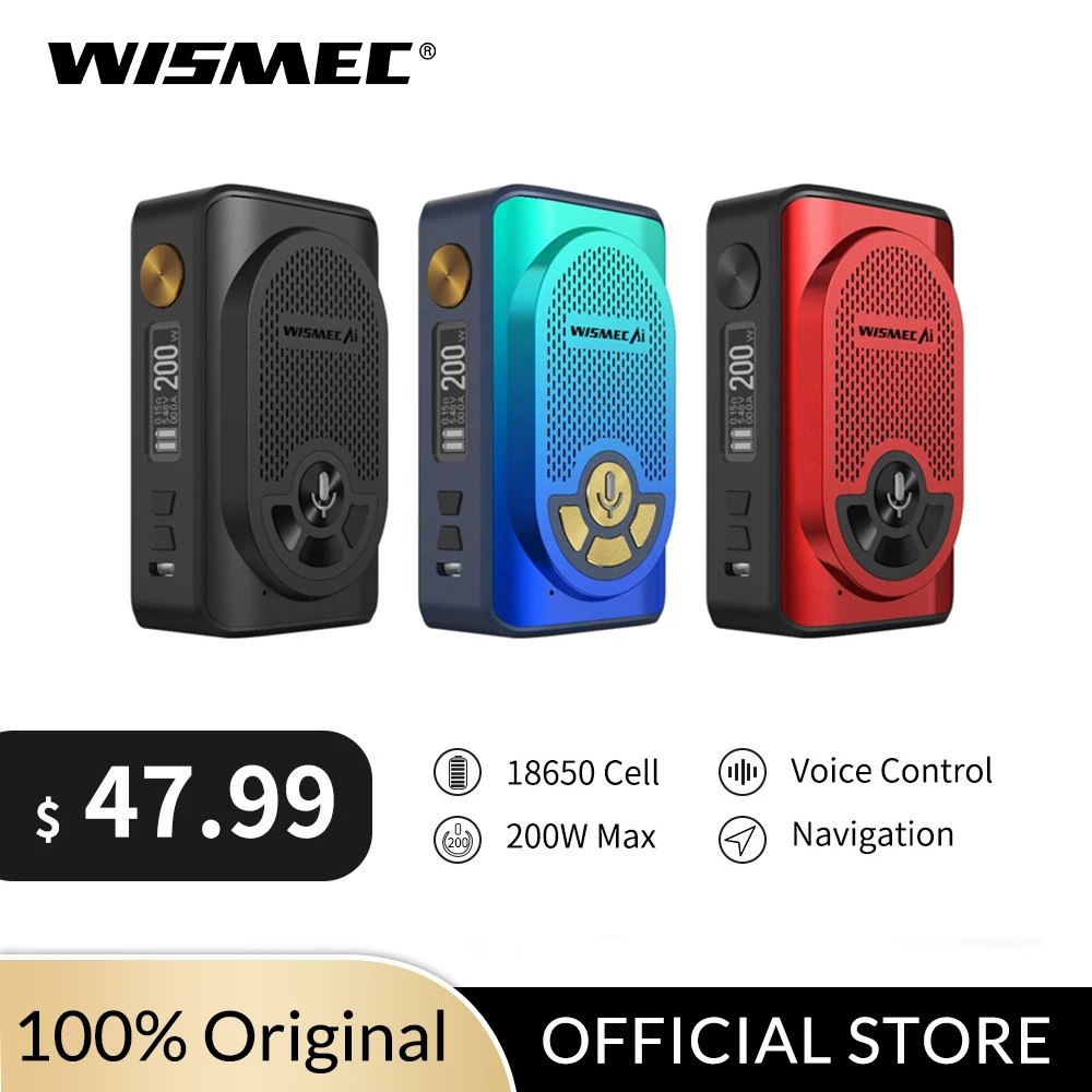Оригинальный 200 Вт Wismec AI коробка мод без 18650 батареи Bluetooth громкой связи динамик