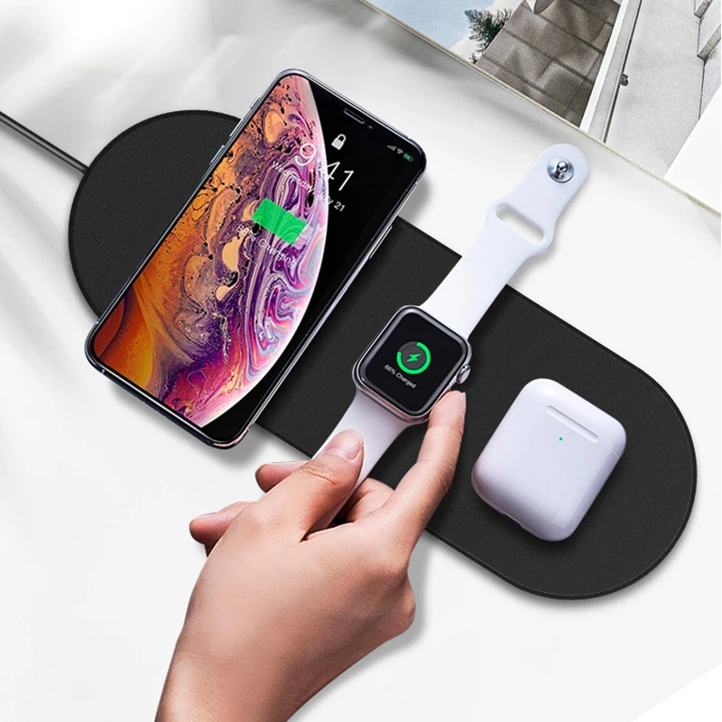 

3in1 Wireless Charger For iPhone12 11 X Xs Max pro Samsung Fast Wirless Charging for Apple Watch 2 3 4 5 AirPods Qi Charger Dock