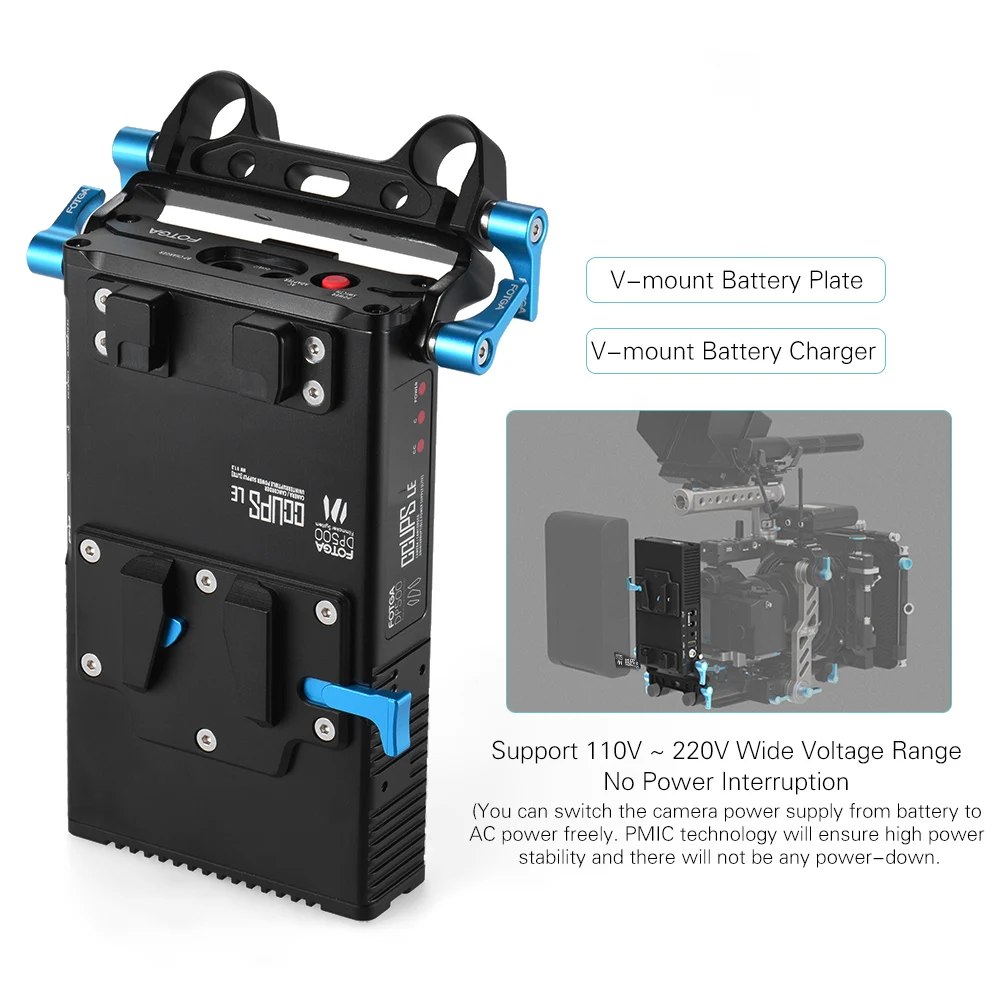 DP500III 2 в 1 V mount батарея пластина адаптер зарядное устройство ж/15 мм стержень зажим