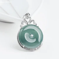 s925 silver inlaid natural jade blue horizontal buckle pendant high grade jade pendant ladies fashion necklace wedding gift