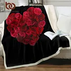 Постельное белье на выход, покрывало в виде сердца, красное покрывало с узором в виде роз, подарок на день Святого Валентина, плюшевое одеяло для дивана, уютное тонкое одеяло с цветочным рисунком, 1 предмет