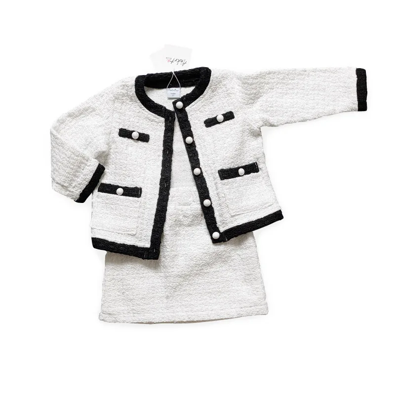 

Baby Girl Winter Clothes Set Autumn Girls Simple Sweater Cardigan With Hip Skirt 2 Piece Children Casual Fashion Costumes 2-6Y