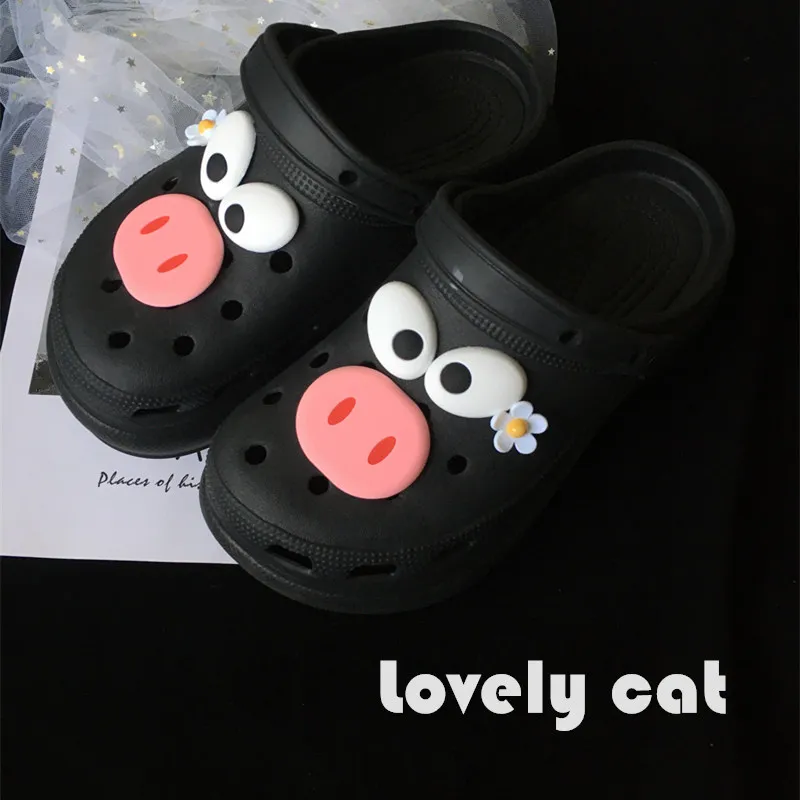 

Hot Sale Shoe Charms Funny Cute Flower Pig Expression PVC Designer Croc Charms Shoe Accessories Hole Shoes Charms Croc Charms