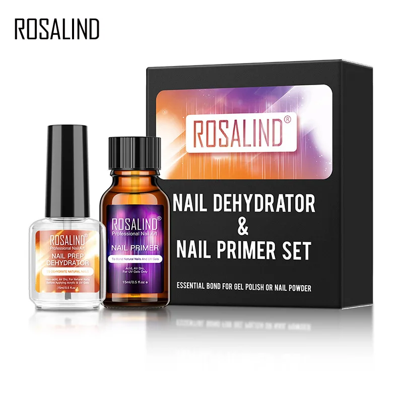 

ROSALIND Professional Natural Nail Prep Dehydrator and Primer 15ml Acid-Free Primer & Dehydrate Bond Fast Air Dry For Gel Polish