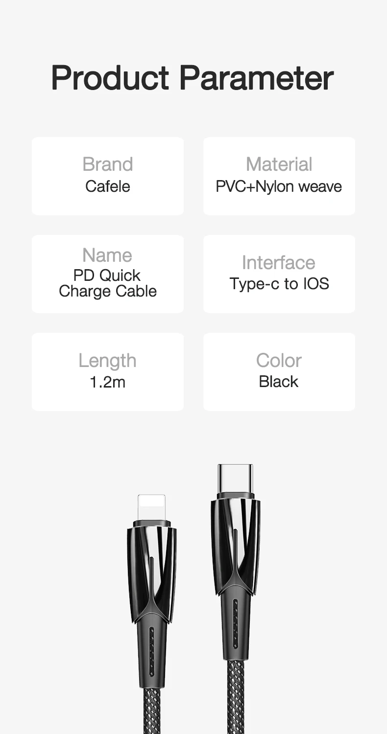 CAFELE USB C для Lightning Кабель 18 Вт Быстрая зарядка и синхронизация шнур совместимый PD кабель для iPhone 11 pro xs max xr 7 8 Plus