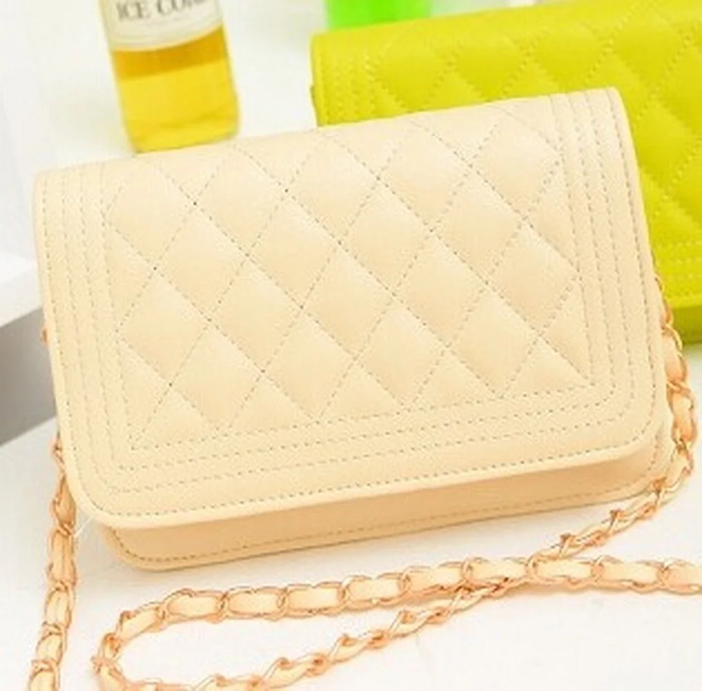 

2021 Korea Style New Chain Small Messenger Women Bag Embroidery Thread Shoulder Crossbody Bag Rhombus Small Mobile Phone Bag