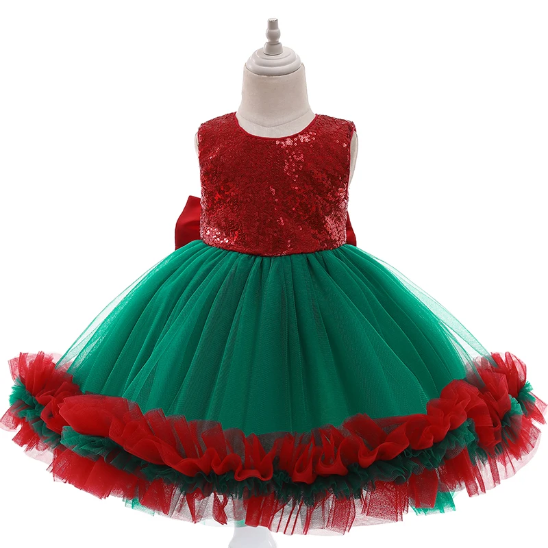 

2021 hot-selling children's autumn Christmas evening dress girls lace princess dress girls net yarn bow dress
