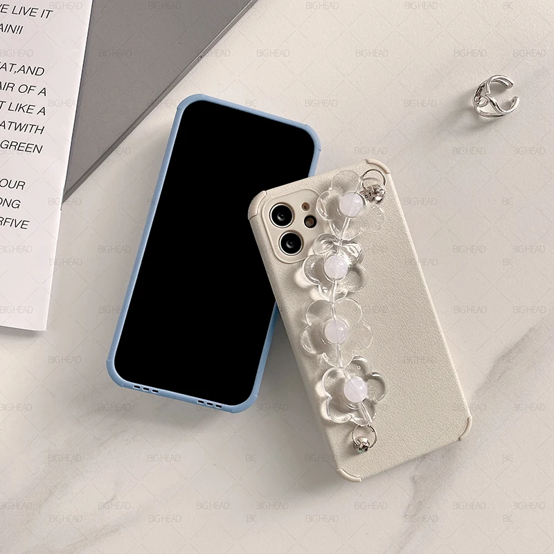 Эксклюзивный мягкий кожаный чехол с цветочным браслетом для телефона OPPO Reno 3 4 5 Pro