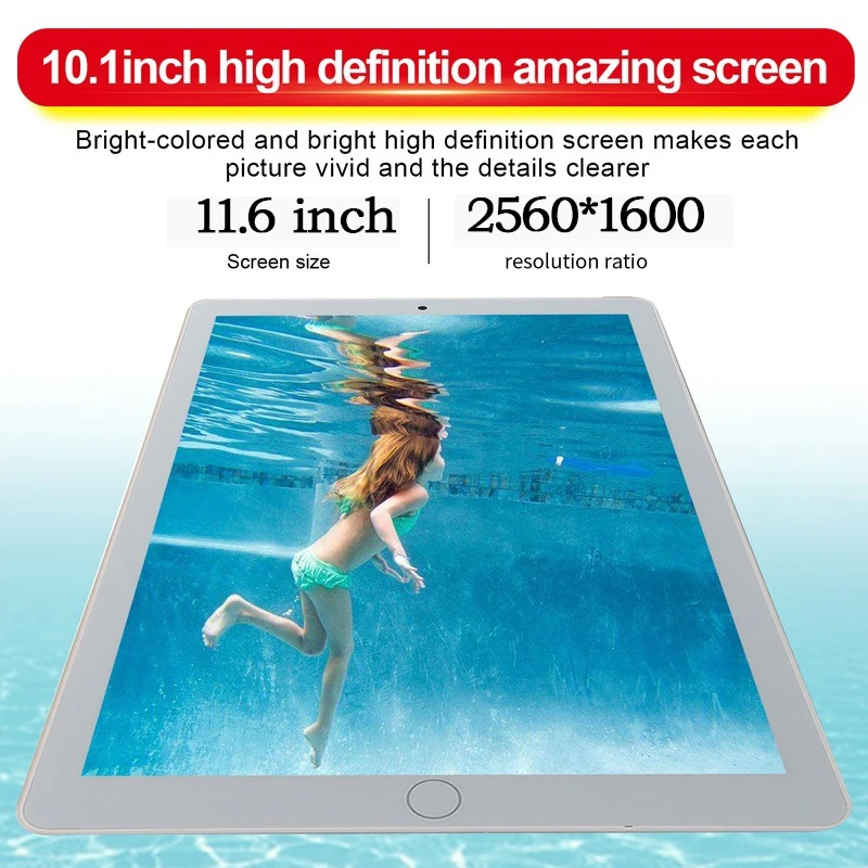 Планшетный ПК 10 1 дюйма 6G + 128G WiFi планшет Android 8 HD 2560*1600 Bluetooth игровой с двойной