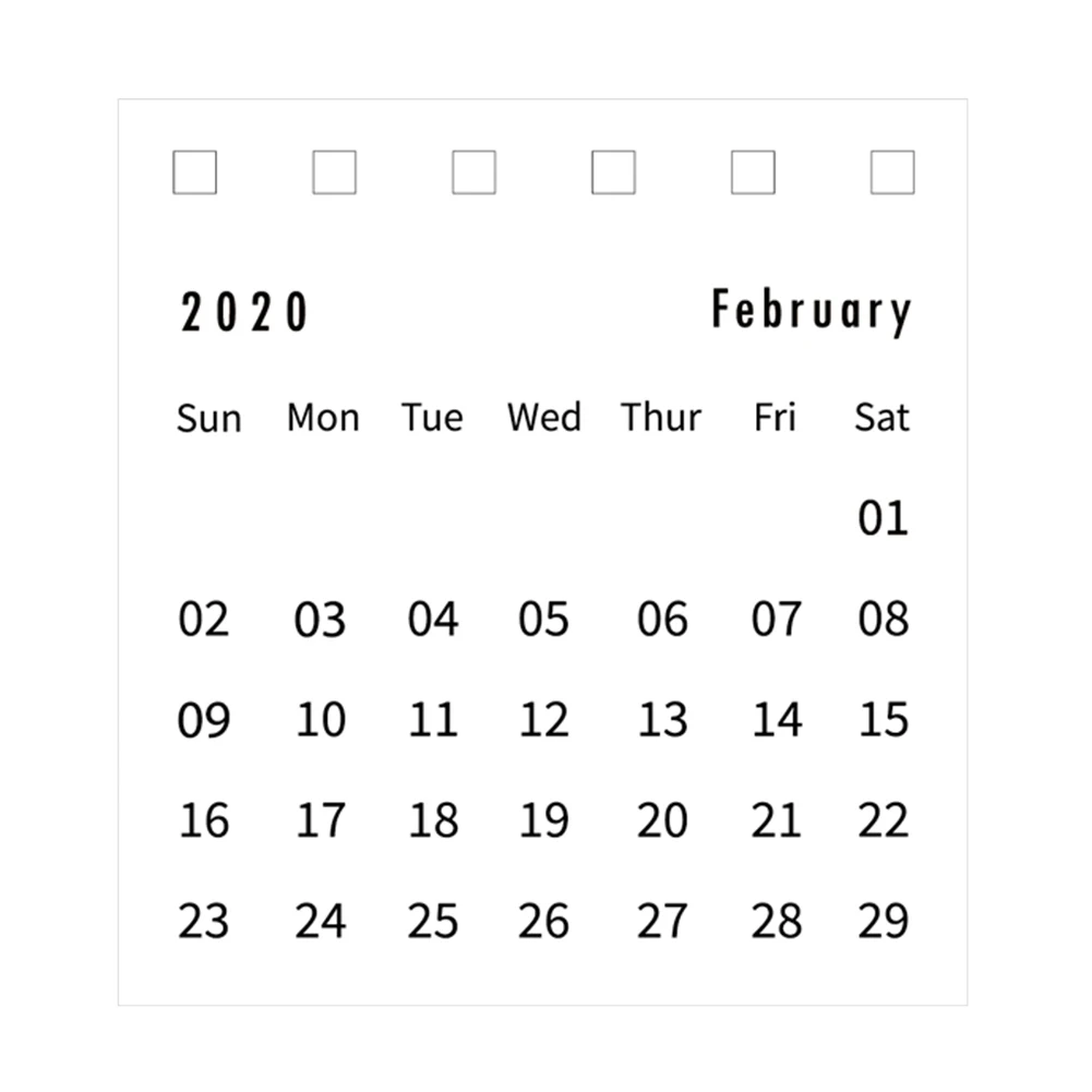 Высококачественная бумага простой мини Новый год 2020 Настольный календарь