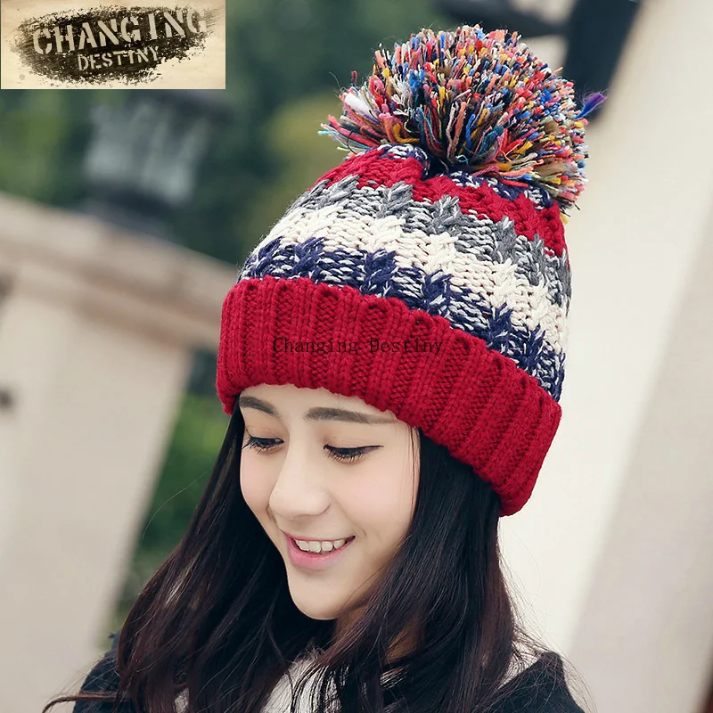 Женская зимняя вязаная шапка плотная бархатная Удобная теплая из хлопка с