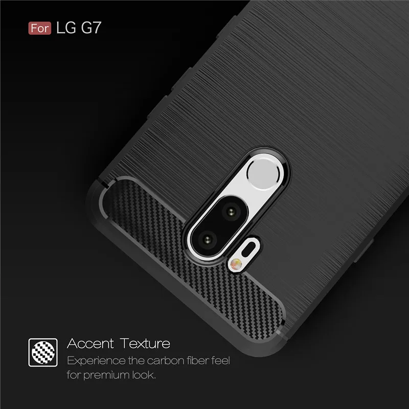 For LG G7 Case ThinQ Cover Shockproof Soft TPU Rubber Carbon Fiber Brushed Protective Phone G 7 LG7 LGG7 Cases |