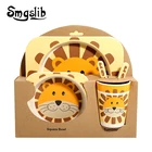 Детские наборы посуды для малышей, Бамбуковая миска + ложка + вилка для кормления, Мультяшные тарелки для кормления, миска для кормления, обеденные тарелки для еды