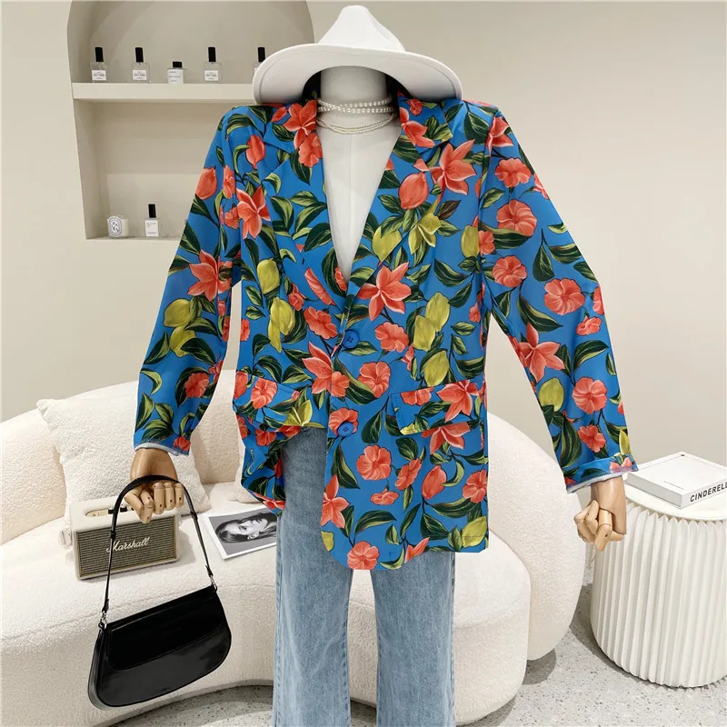 

Women's clothing Summer 2021 Fashion New Vintage oil painting art printed shirt Long sleeve loose medium length Lapel shirt