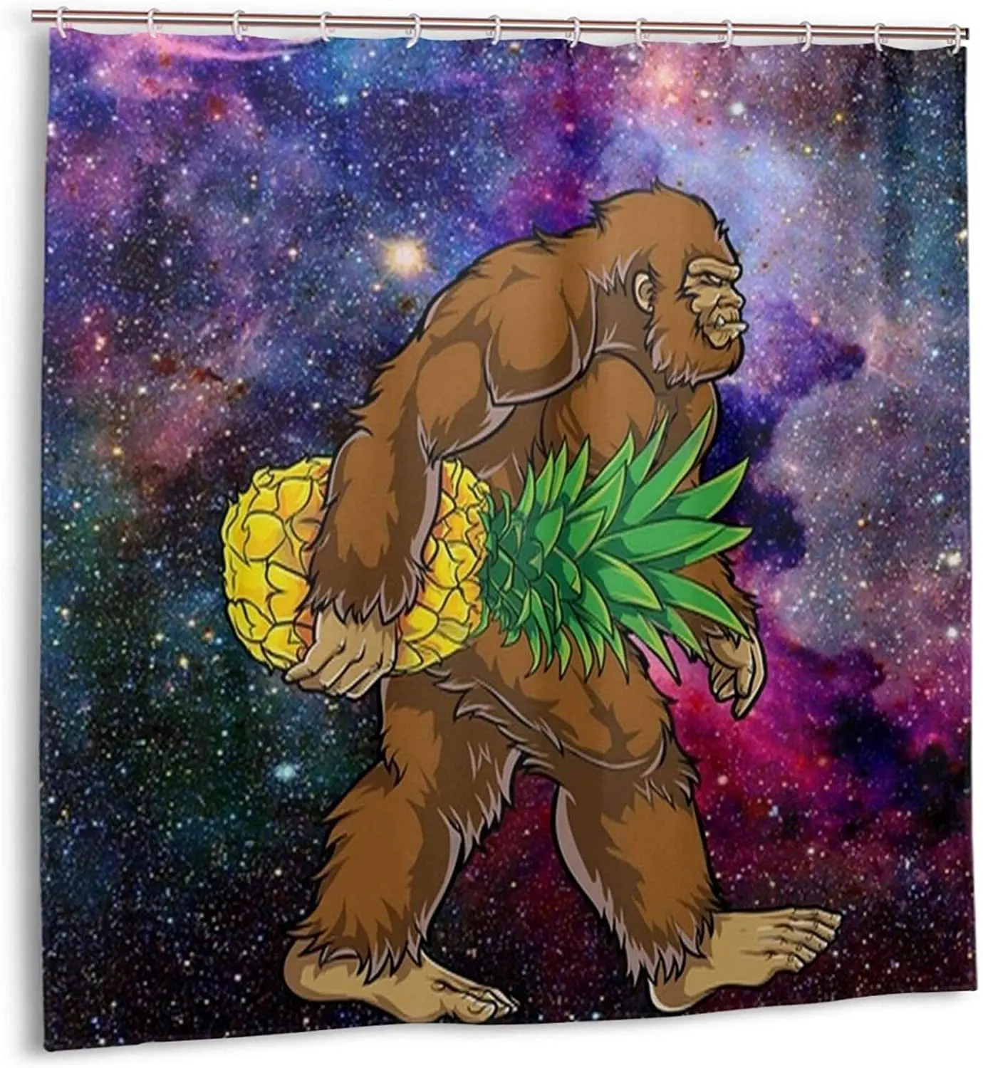 

Classic Polyester Galaxy Space Bigfoot Carrying Pineapple Sasquatch Shower Curtain