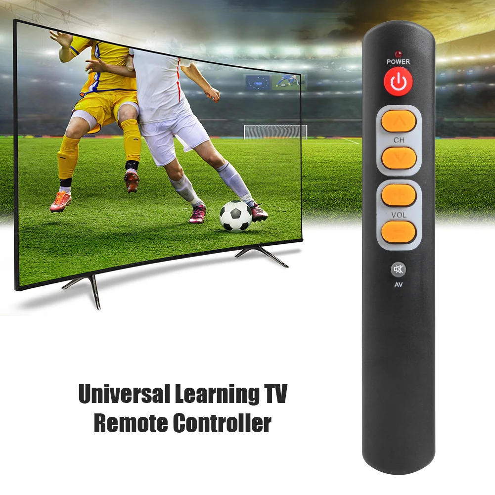 Universal 6 Key Learning Remote Control Big Yellow Button Copy Infrared IR Remote Controller for Smart TV Box STB DVD DVB VCR