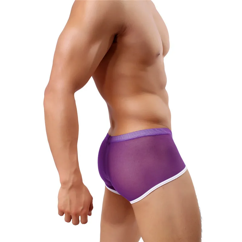 Мужские наборы сексуальный прозрачный в сеточку шорты рукава Топы + боксеры