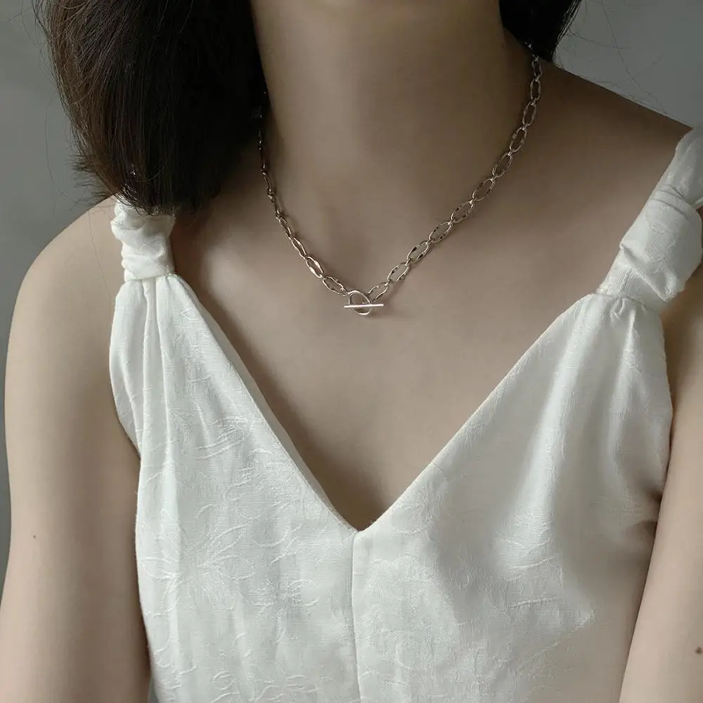 

European and American style 100% 925 sterling silver for women's necklace high quality minimalist 925 fine jewelry necklace