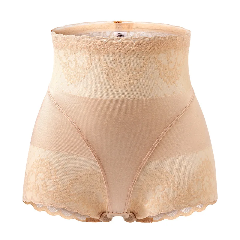 

Light Satin Sexy Lace Ladies Panties High Waist Belly Panties Women's Flat Pants Spring and Summer New Products