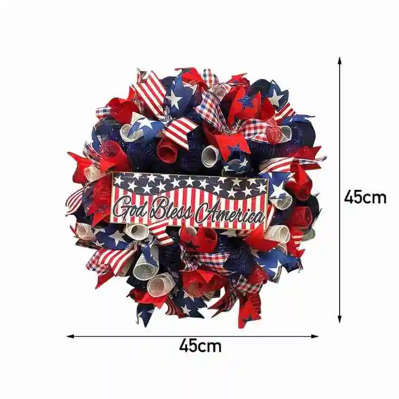 

Independence Day Wreath American Flag Garland Porch 45*45CM Sign Hanging Pendant Home Decoration Door Q1G4