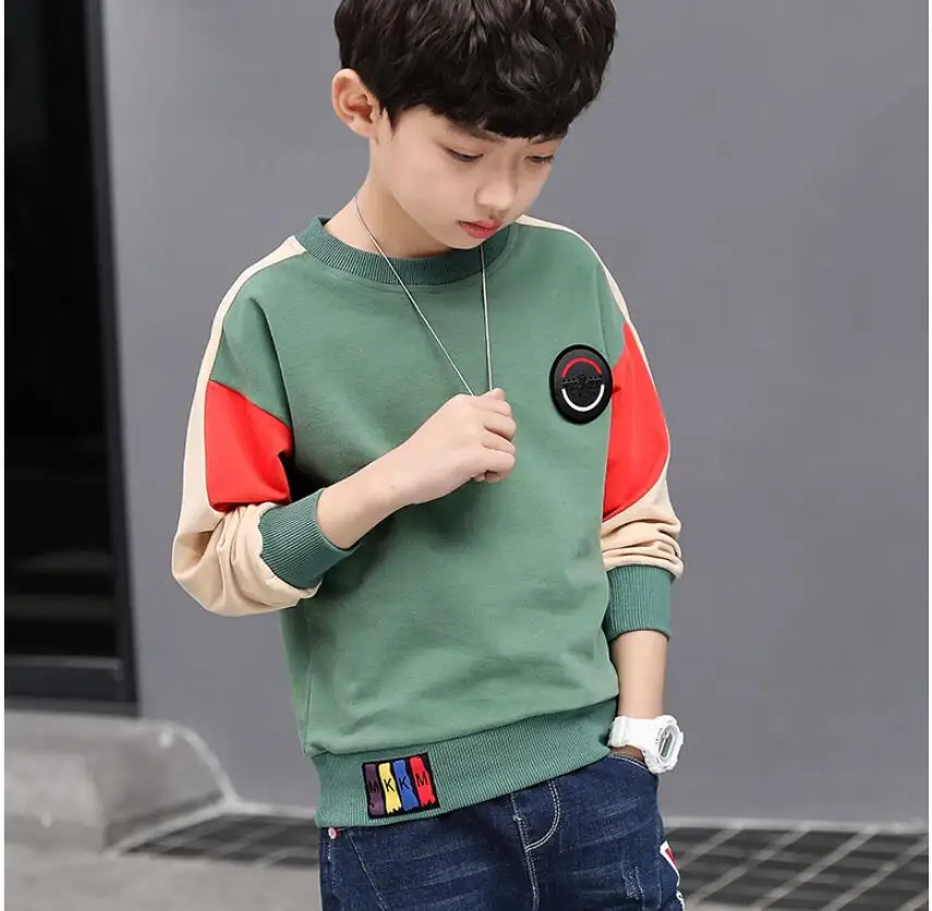 Детская одежда футболка для мальчиков новинка 2019 осенняя больших Корейская