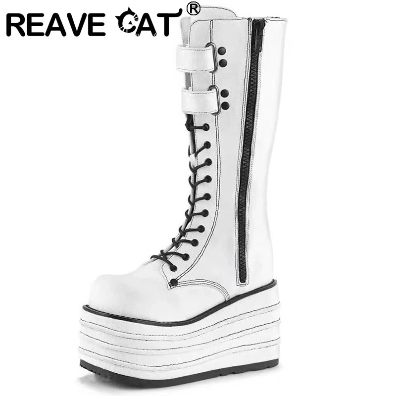 

Женские мотоциклетные ботинки REAVE CAT, брендовые дизайнерские ботинки на танкетке и очень высоком каблуке, модель F1464 на зиму, 2021
