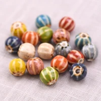 round pumpkin pattern 11mm12mm handmade ceramic porcelain loose spacer beads lot for jewelry making diy crafts findings 10pcs