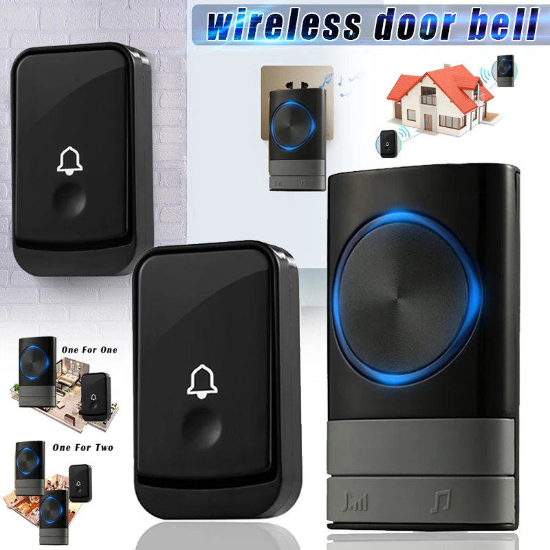 

Wireless Doorbell Long Distance Volume Adjustable Waterproof for Home Office AS99