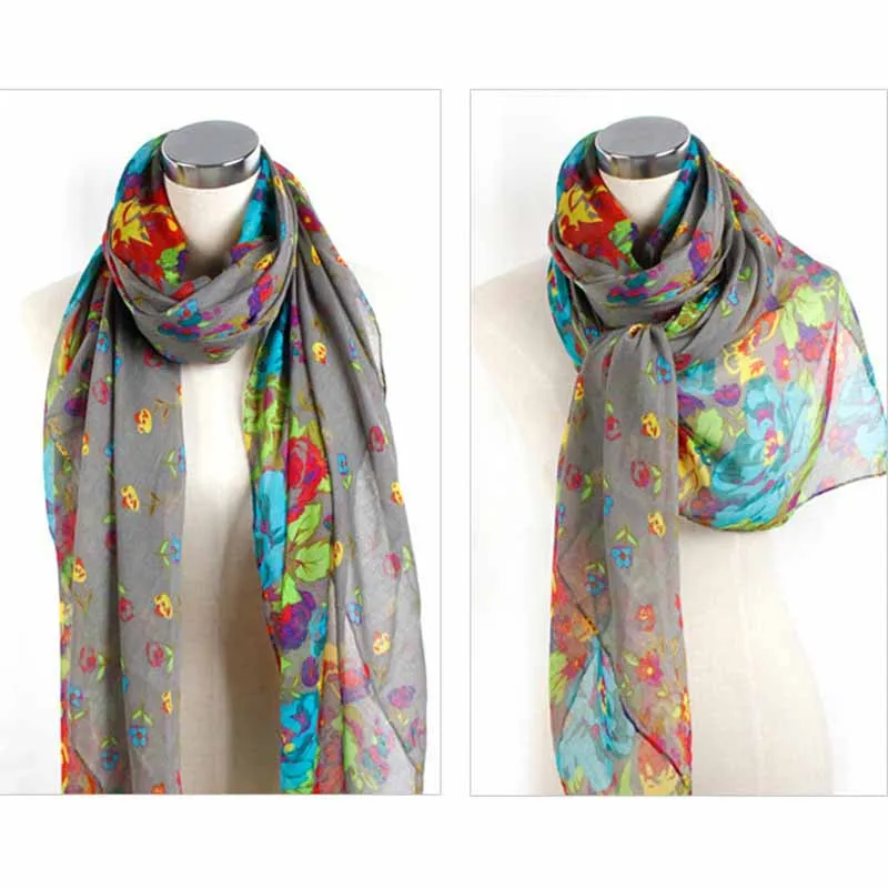 

Ladies Floral Flower Scarf Beautiful Women Shawl Stole Wrap Scarves