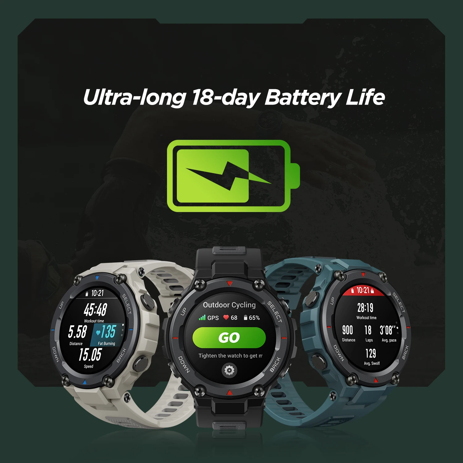 amazfit t rex trex pro t rex gps smartwatch outdoor waterproof 18 day battery life 390mah smart watch for android ios phone free global shipping