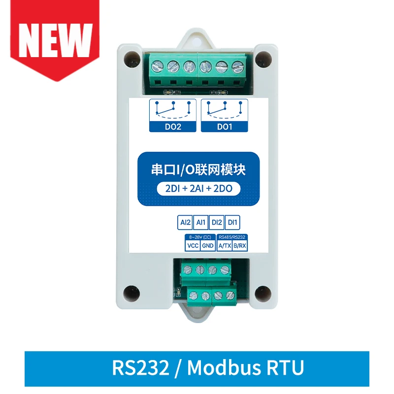 

MA02-AACX2220 Ebyte Switch+Analog RS232 Modbus RTU DC8-28V 2DI+2AI+2DO Watchdog I/O Network Modules with Serial Port for PLC IoT