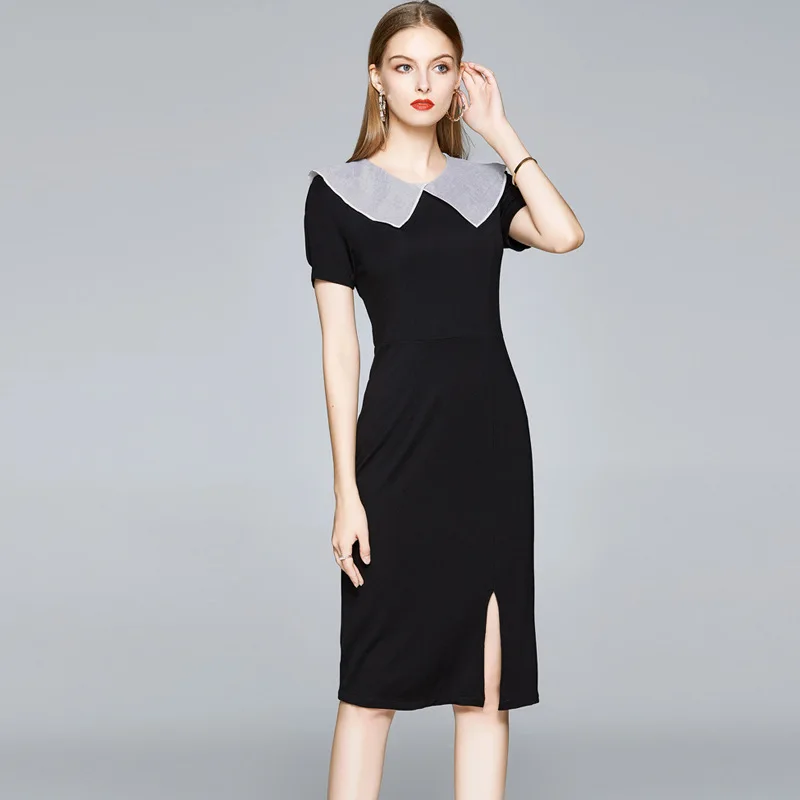 

Black bag hip temperament of cultivate one's morality dress skirt show thin long dress in women's dresses with short sleeves